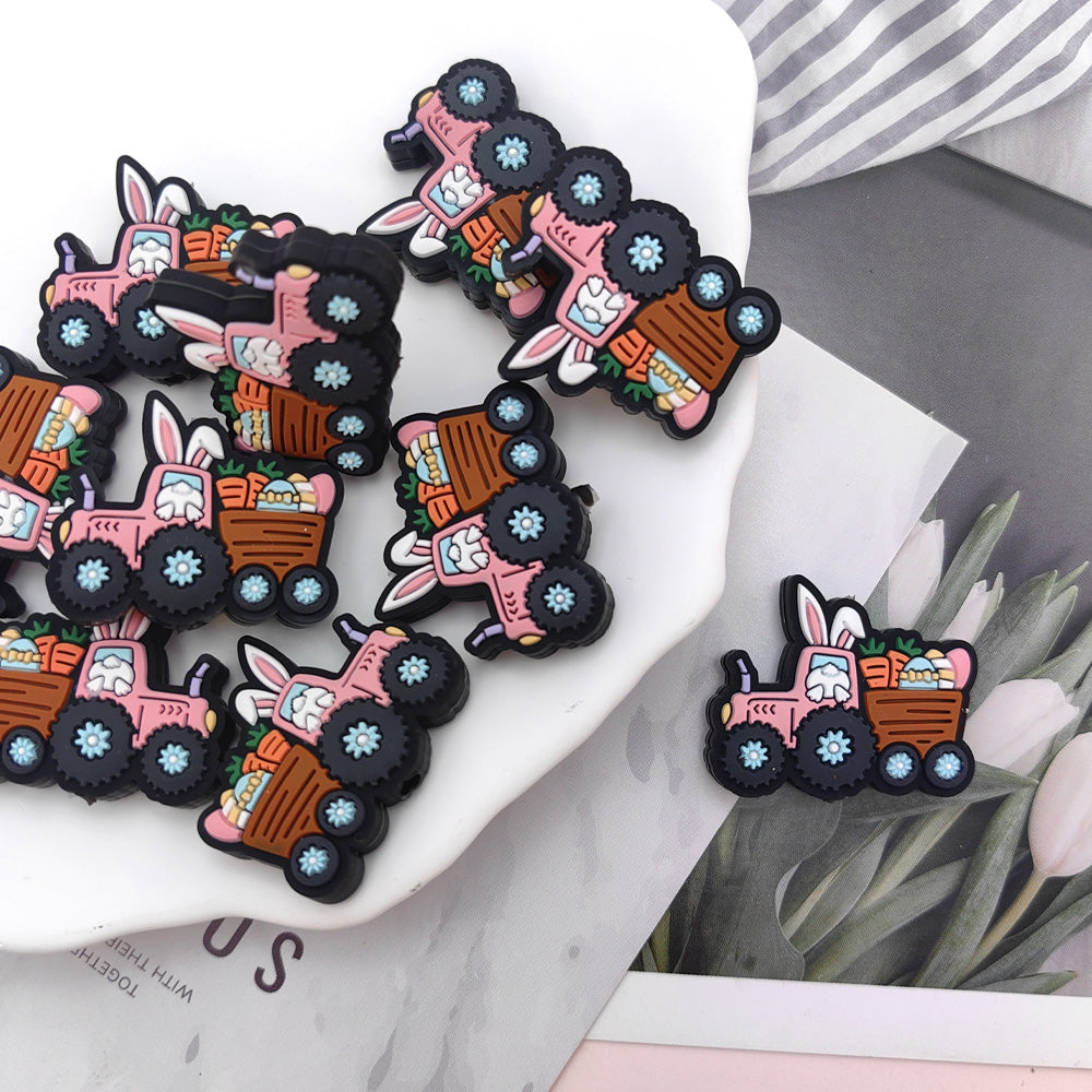 Wholesale 10pcs Cartoon Easter Rabbit Car Silicone Beads